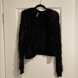 Free People Black Fuzzy Sweater